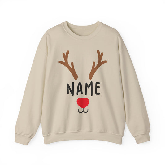 Matching Christmas Kids Shirts | Cute Custom Name Reindeer Graphic Sweatshirt for Family | Funny Customizable Family Christmas Shirts