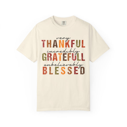 Thankful Grateful Blessed T-shirt | Inspirational Thanksgiving Shirt