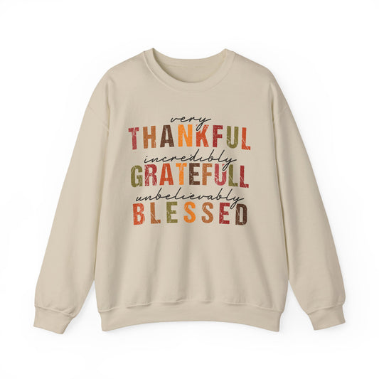 Thankful Grateful Blessed sweatshirt | Fall Thanksgiving crewneck