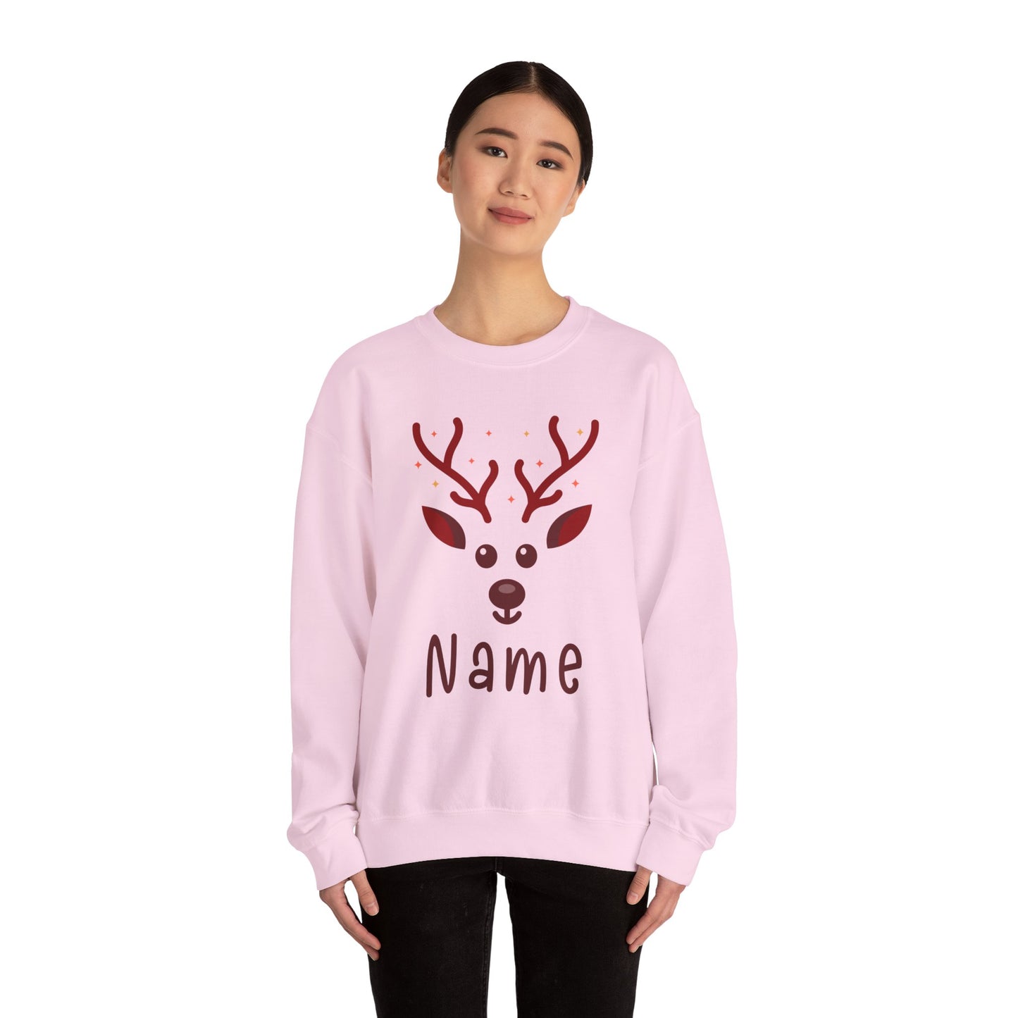 Personalized Kids Christmas Shirt | Girls Reindeer Name Toddler Sweatshirt | Custom Retro Xmas Natural Onesie | Cute Holiday Girls Shirt