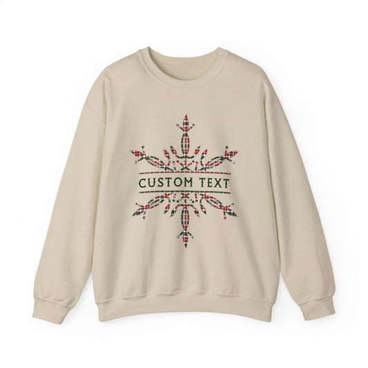 Custom Christmas Plaid Snowflake Family Name Shirt | Personalized Holiday Group Sweatshirt | Matching Cousin Crew Christmas Party Gift