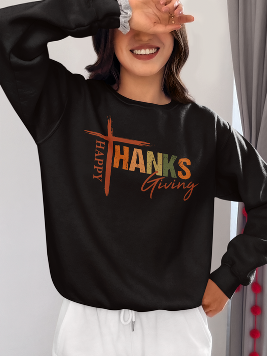 Christian Cross Sweatshirt, Thanksgiving Theme