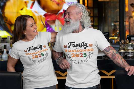 Family Thanksgiving Shirt: Thankful For My Tribe - Pumpkin, Cozy Fit