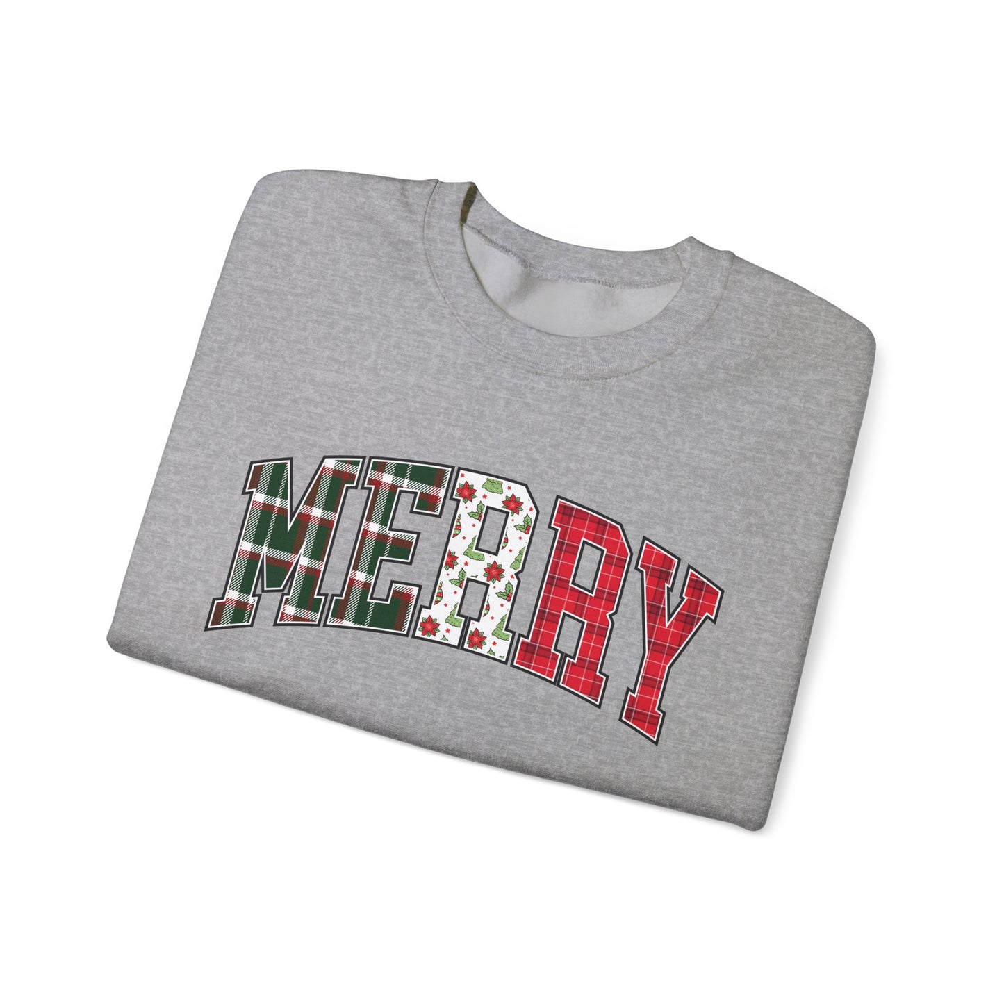 Merry Christmas Sweatshirt | Christmas Family crewneck |  Xmas Gift Idea | Cute Winter Holiday Sweater | Patchwork Merry Christmas