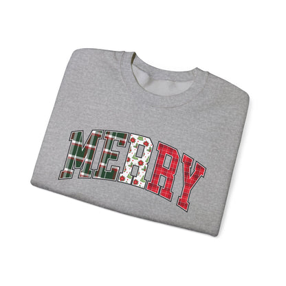 Merry Christmas Sweatshirt | Christmas Family crewneck |  Xmas Gift Idea | Cute Winter Holiday Sweater | Patchwork Merry Christmas