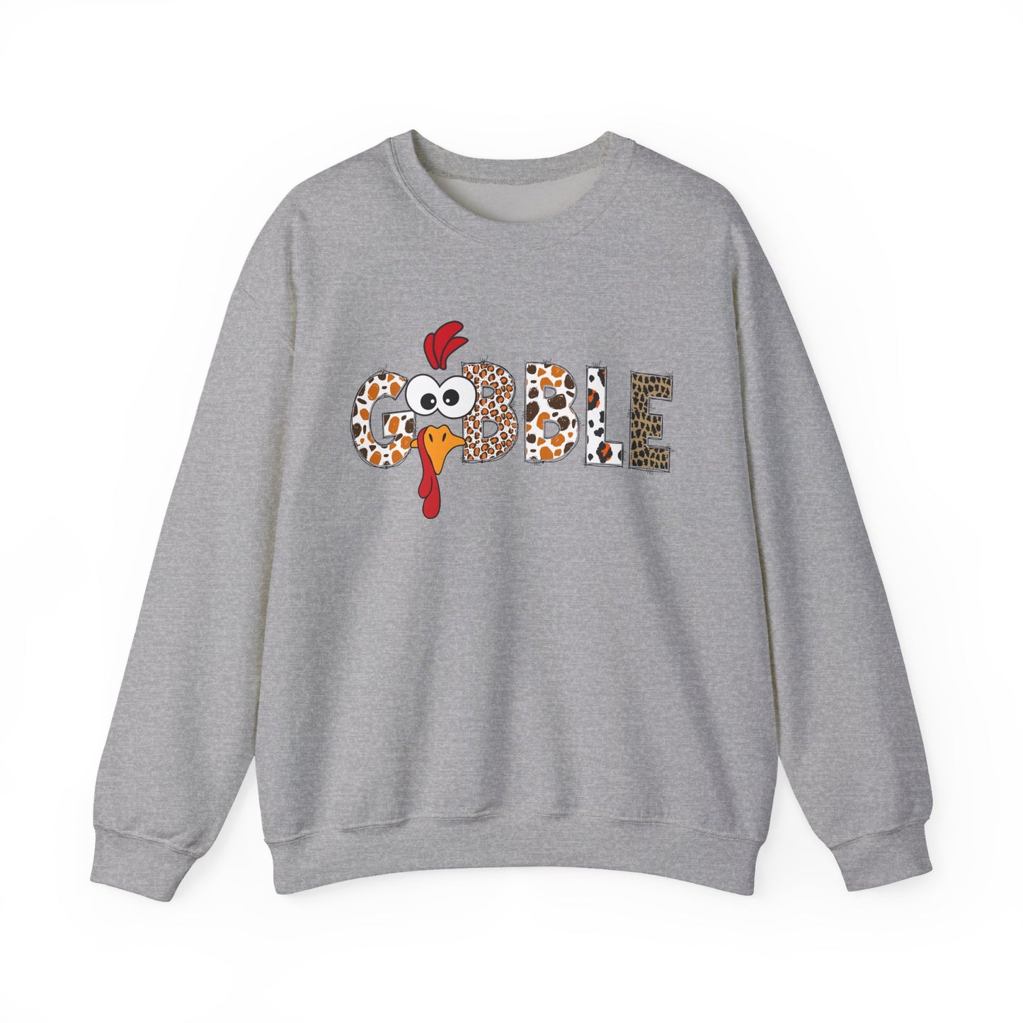 Gobble Turkey Lettering sweatshirt | Thanksgiving turkey leopard print