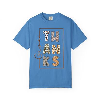 Give Thanks T-shirt | Thanksgiving Leopard Animal Print Letters