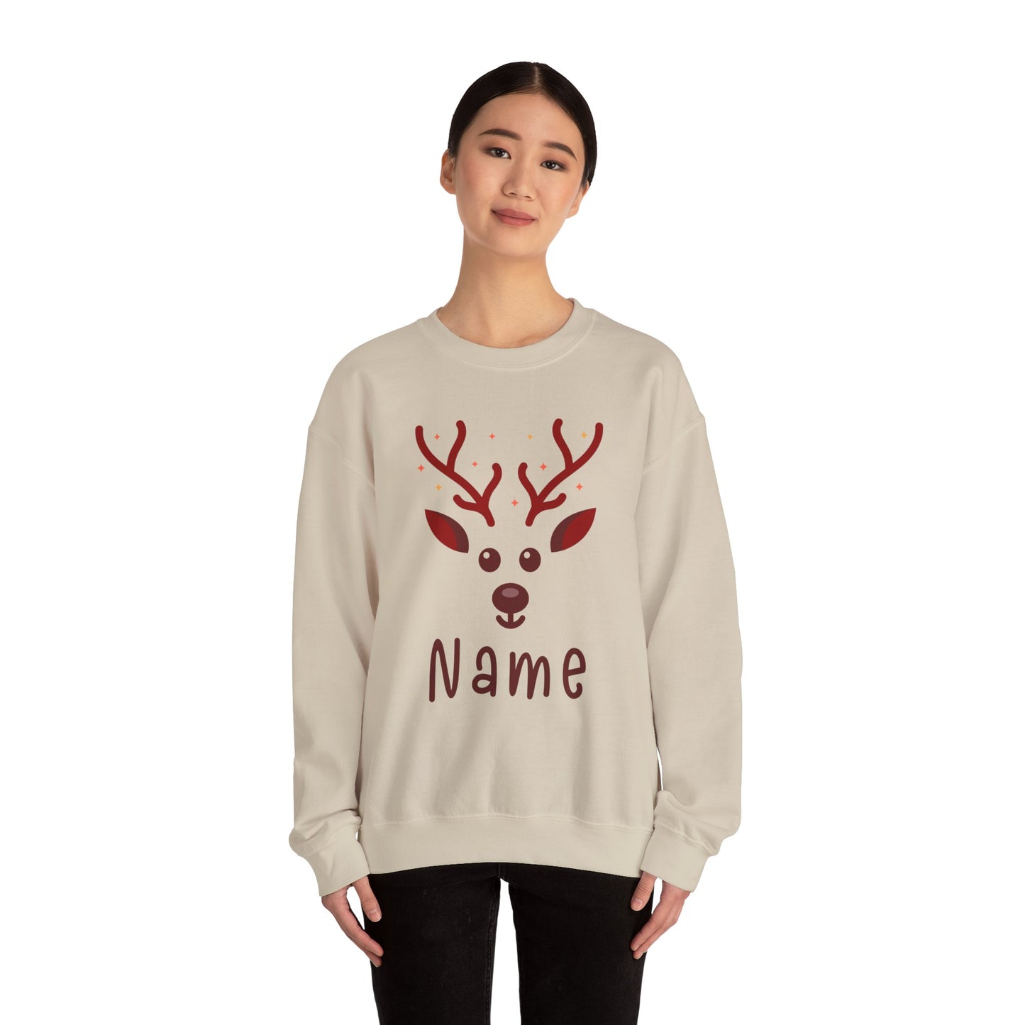 Personalized Kids Christmas Shirt | Girls Reindeer Name Toddler Sweatshirt | Custom Retro Xmas Natural Onesie | Cute Holiday Girls Shirt