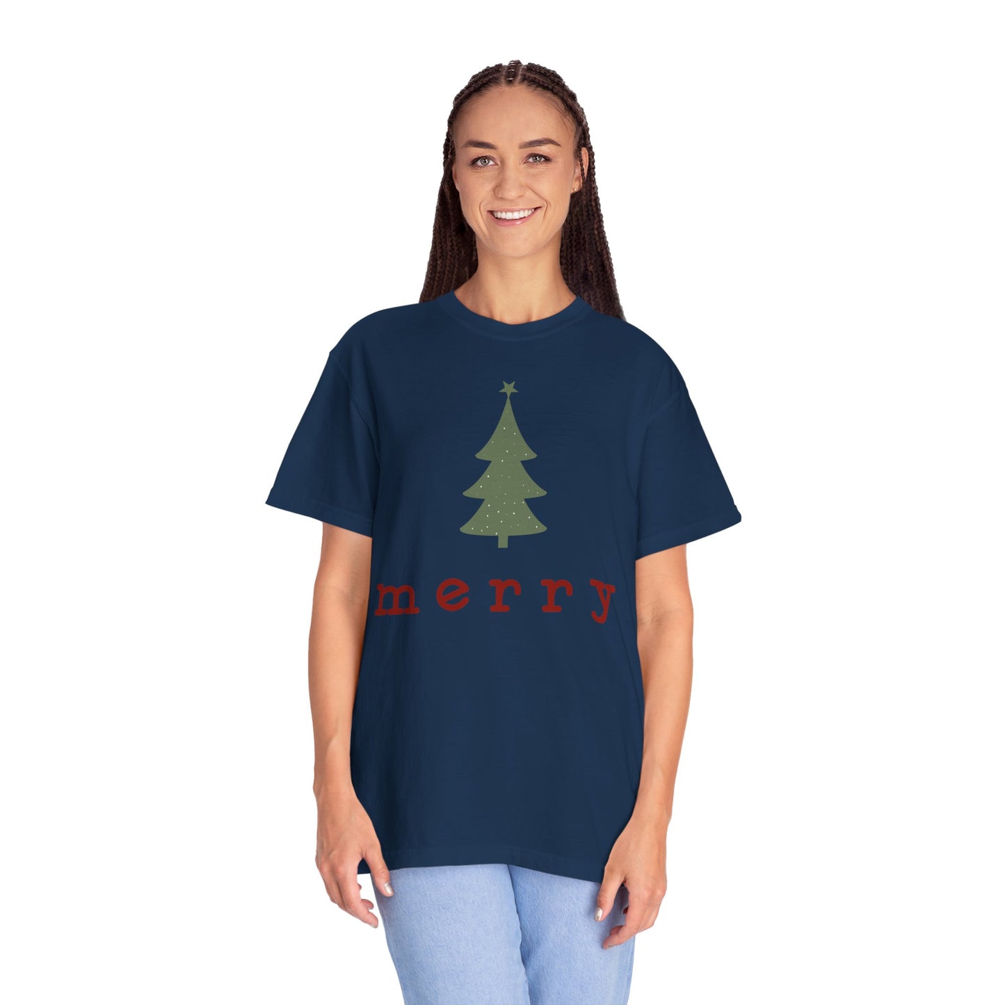 Retro Merry T-shirt | Merry Christmas Tees | Festive Holiday Outfit | Gift for Women | Christmas Minimalist T-shirt