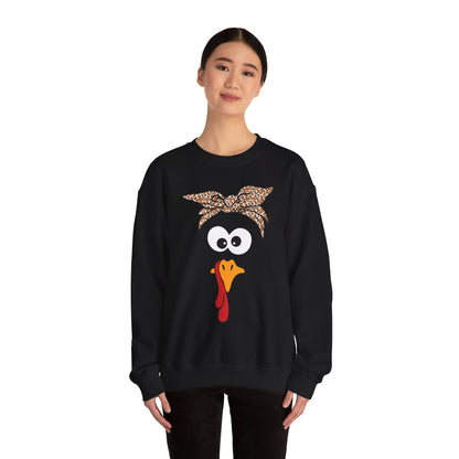Turkish Bandana Turkey Sweatshirt | Thanksgiving Turkey Face Crewneck