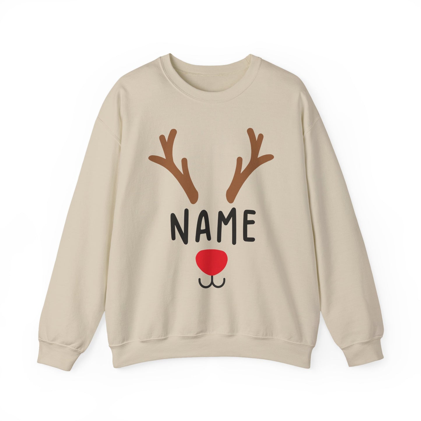 Matching Christmas Kids Shirts | Cute Custom Name Reindeer Graphic Sweatshirt for Family | Funny Customizable Family Christmas Shirts