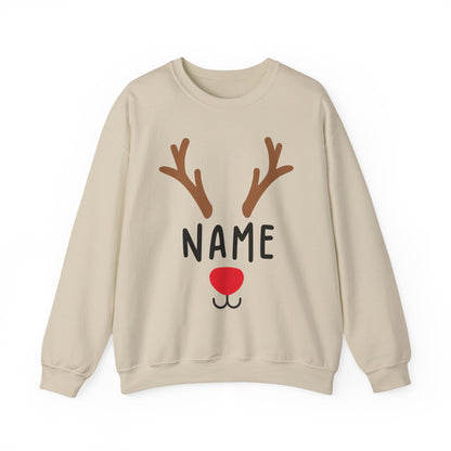 Matching Christmas Kids Shirts | Cute Custom Name Reindeer Graphic Sweatshirt for Family | Funny Customizable Family Christmas Shirts