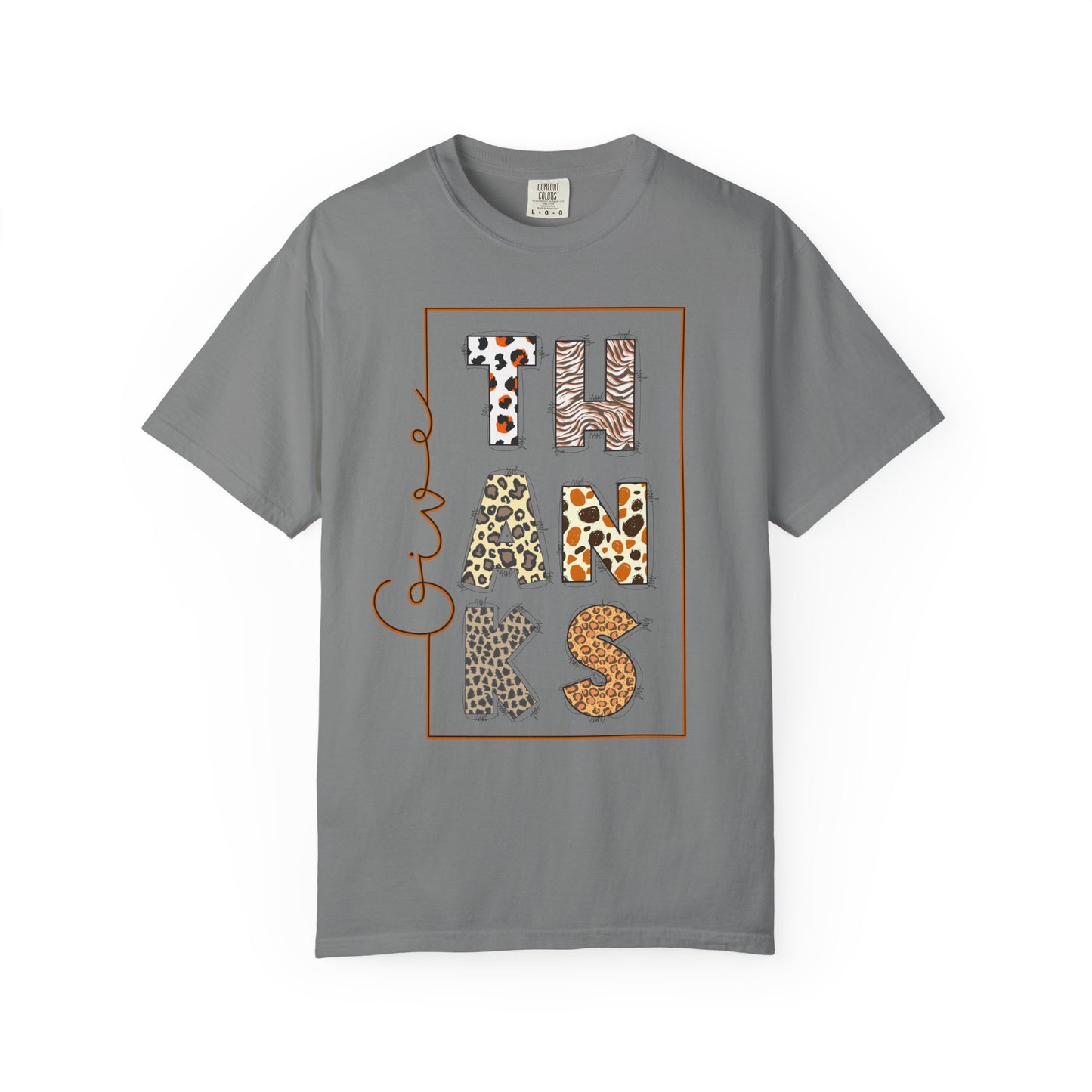 Give Thanks T-shirt | Thanksgiving Leopard Animal Print Letters