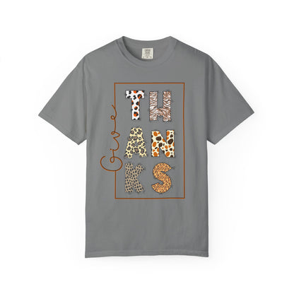 Give Thanks T-shirt | Thanksgiving Leopard Animal Print Letters