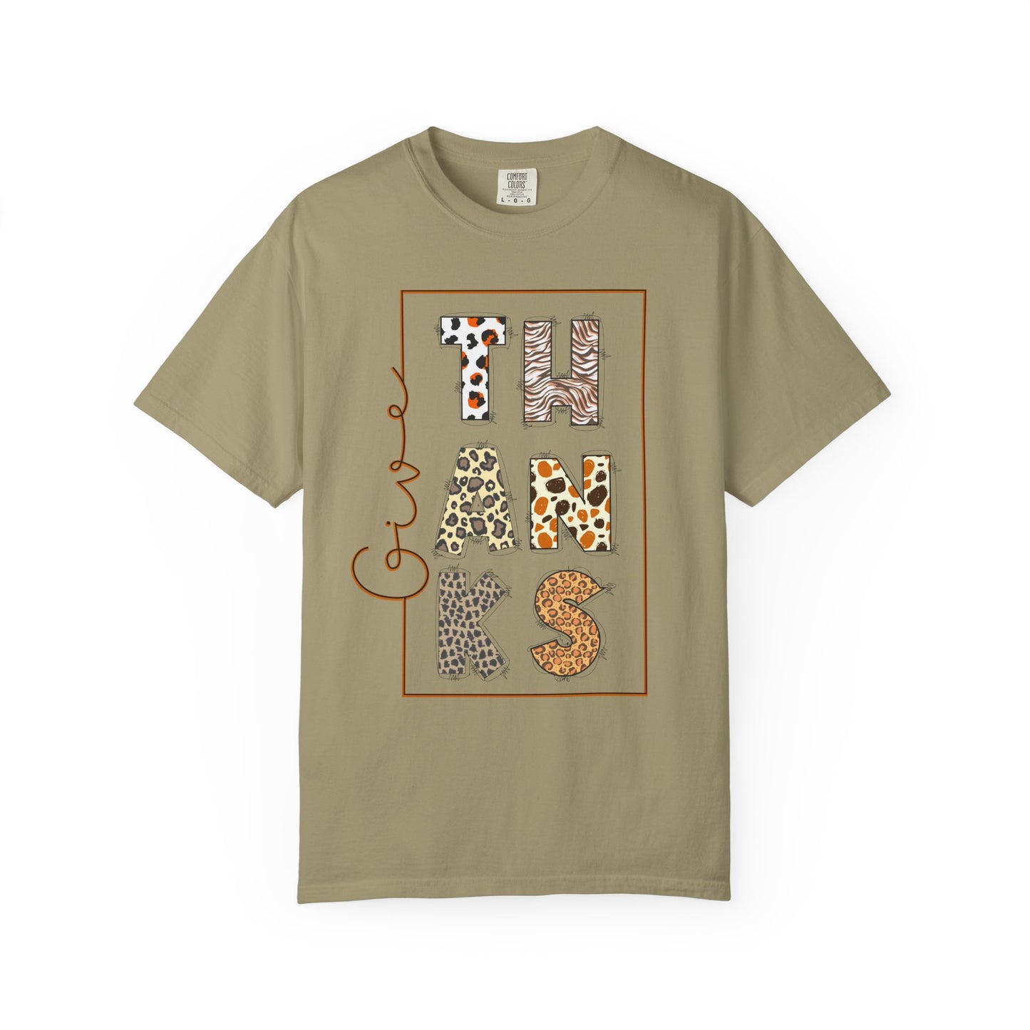 Give Thanks T-shirt | Thanksgiving Leopard Animal Print Letters