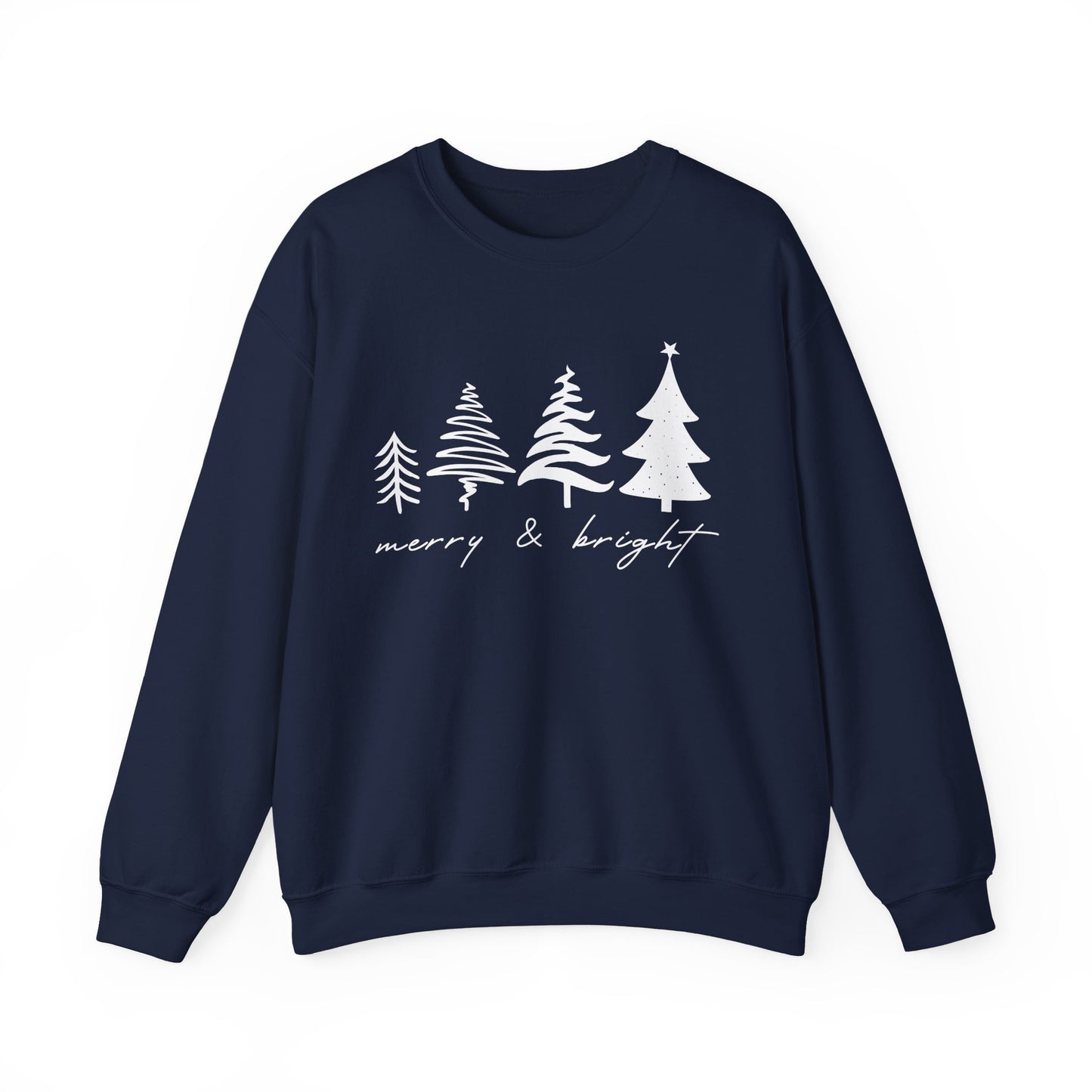 Christmas Trees Sweatshirt |  Merry & Bright Holiday Outfit | Retro Merry Christmas Holiday Gift | Xmas Winter Sweatshirt