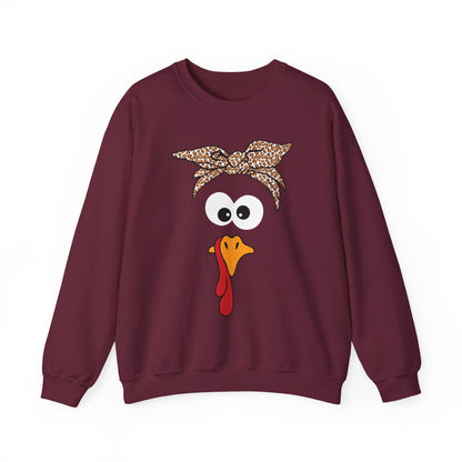 Turkish Bandana Turkey Sweatshirt | Thanksgiving Turkey Face Crewneck