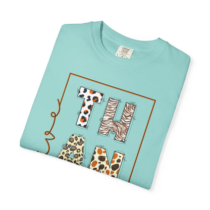 Give Thanks T-shirt | Thanksgiving Leopard Animal Print Letters