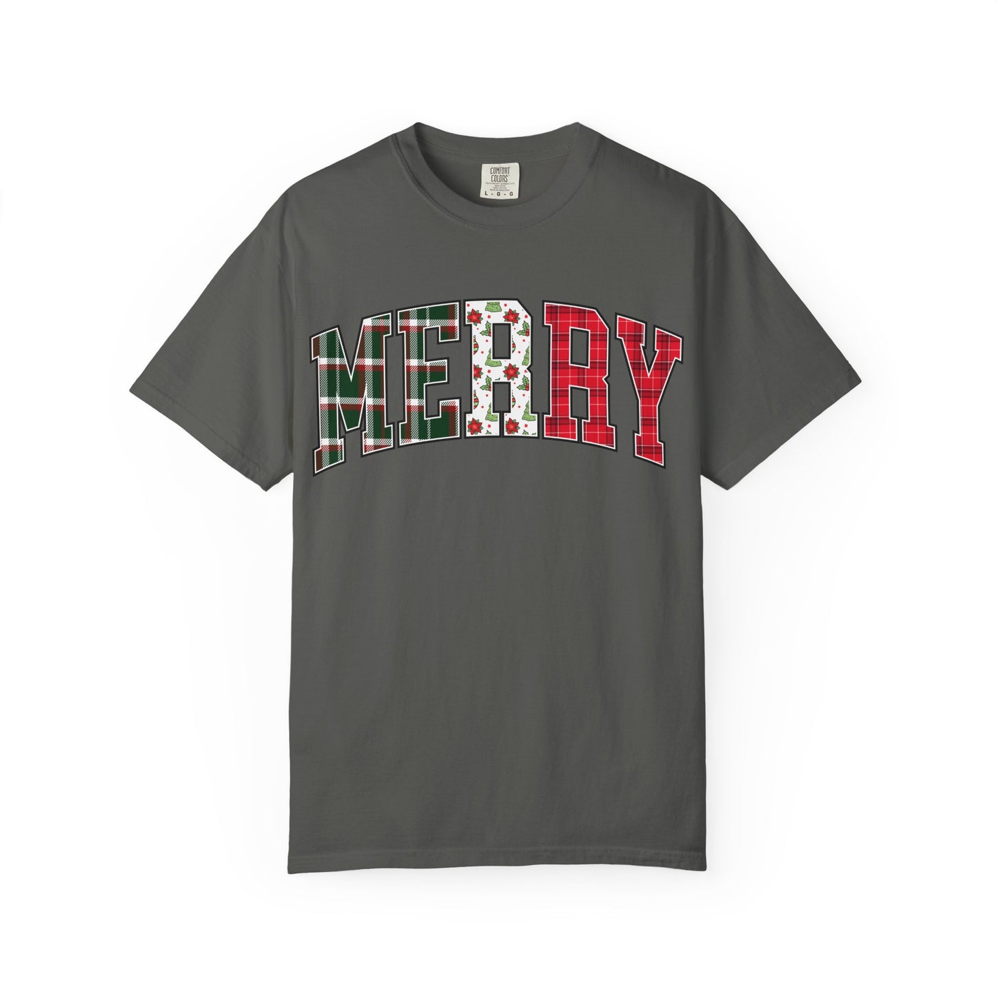 Merry Christmas T-shirt | Xmas Tees |  Xmas Gift Idea | Cute Winter Holiday Outfit | Patchwork Merry Christmas