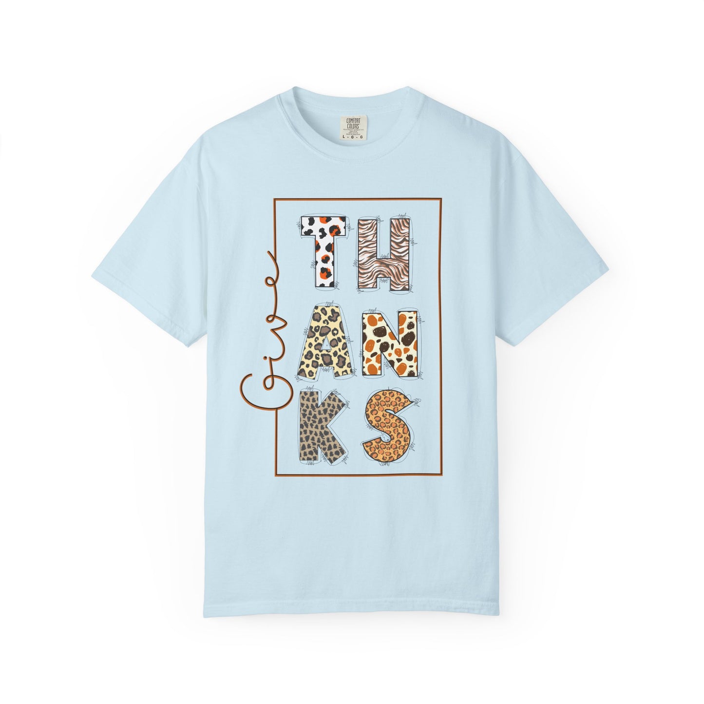 Give Thanks T-shirt | Thanksgiving Leopard Animal Print Letters