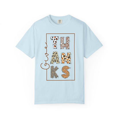Give Thanks T-shirt | Thanksgiving Leopard Animal Print Letters