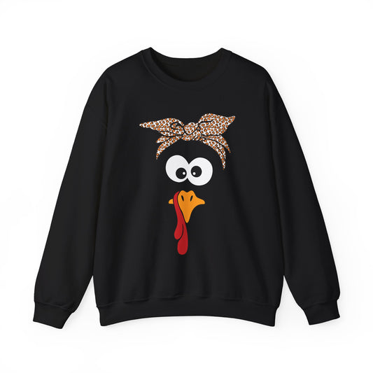 Turkish Bandana Turkey Sweatshirt | Thanksgiving Turkey Face Crewneck