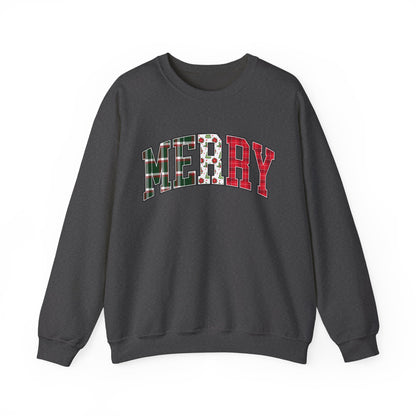 Merry Christmas Sweatshirt | Christmas Family crewneck |  Xmas Gift Idea | Cute Winter Holiday Sweater | Patchwork Merry Christmas
