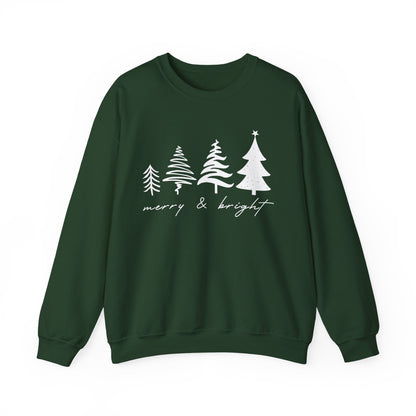 Christmas Trees Sweatshirt |  Merry & Bright Holiday Outfit | Retro Merry Christmas Holiday Gift | Xmas Winter Sweatshirt