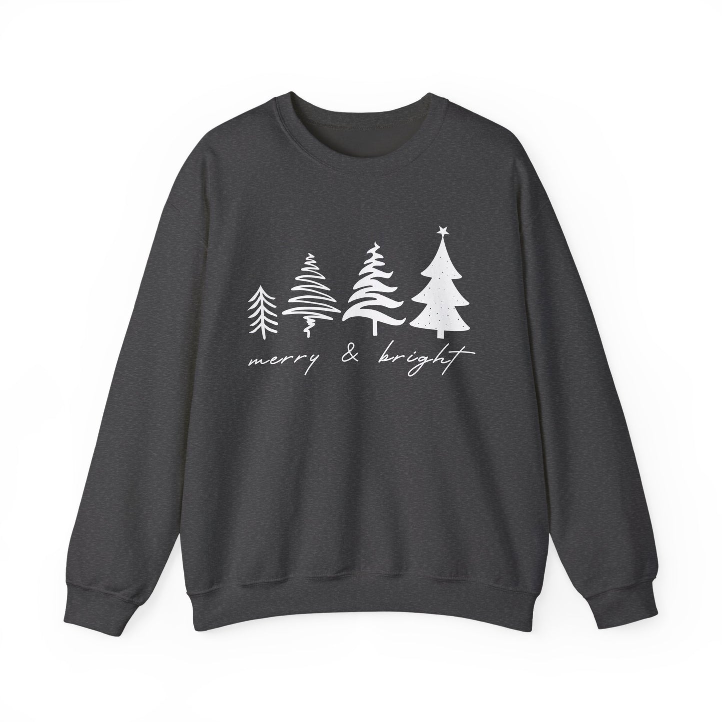 Christmas Trees Sweatshirt |  Merry & Bright Holiday Outfit | Retro Merry Christmas Holiday Gift | Xmas Winter Sweatshirt