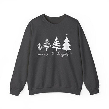 Christmas Trees Sweatshirt |  Merry & Bright Holiday Outfit | Retro Merry Christmas Holiday Gift | Xmas Winter Sweatshirt