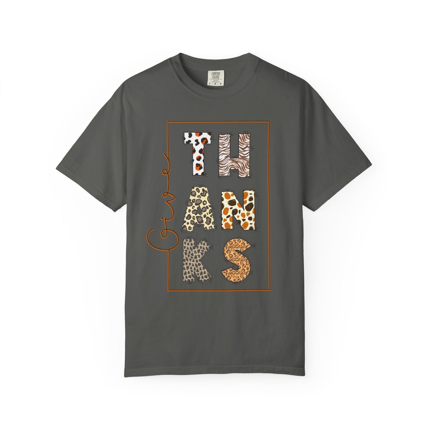 Give Thanks T-shirt | Thanksgiving Leopard Animal Print Letters