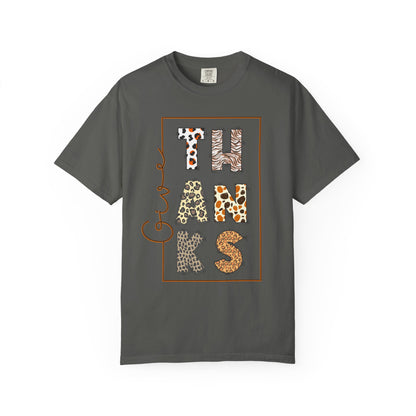 Give Thanks T-shirt | Thanksgiving Leopard Animal Print Letters