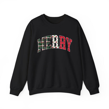 Merry Christmas Sweatshirt | Christmas Family crewneck |  Xmas Gift Idea | Cute Winter Holiday Sweater | Patchwork Merry Christmas