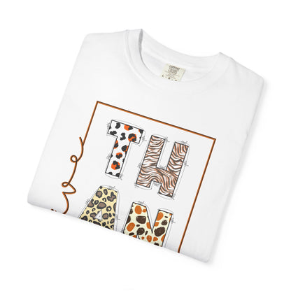 Give Thanks T-shirt | Thanksgiving Leopard Animal Print Letters