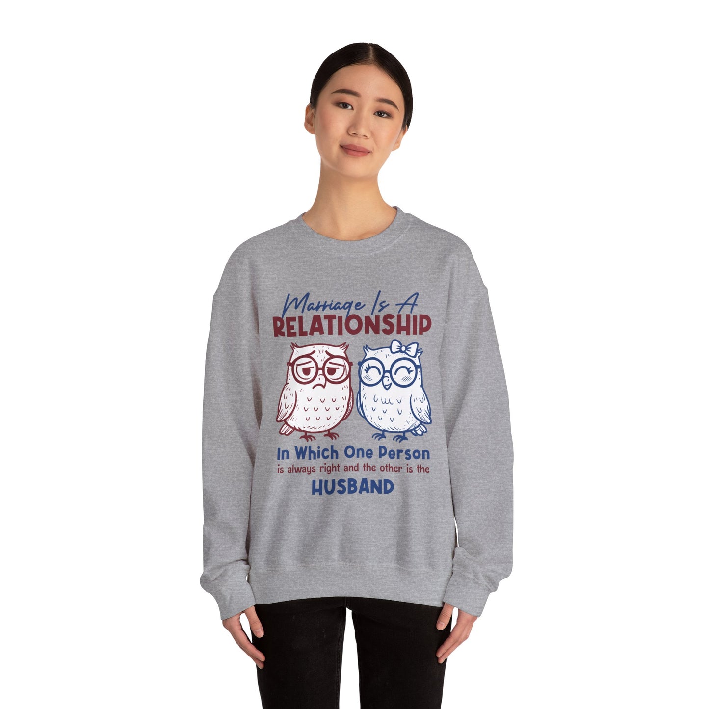 Funny Marriage T-shirt | Wife tees gift | Gift for Husband | Owl Couple | Marriage is a RELATIONSHIP in which one person always