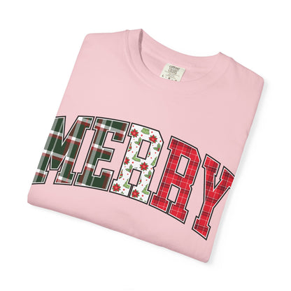 Merry Christmas T-shirt | Xmas Tees |  Xmas Gift Idea | Cute Winter Holiday Outfit | Patchwork Merry Christmas