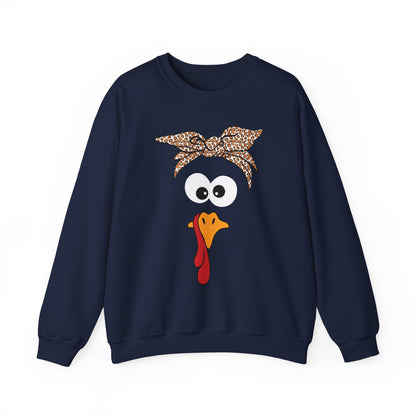 Turkish Bandana Turkey Sweatshirt | Thanksgiving Turkey Face Crewneck