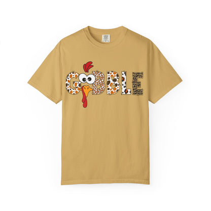 Gobble Turkey Graphic T-shirt | Thanksgiving Turkey Shirt, Leopard Print Letters