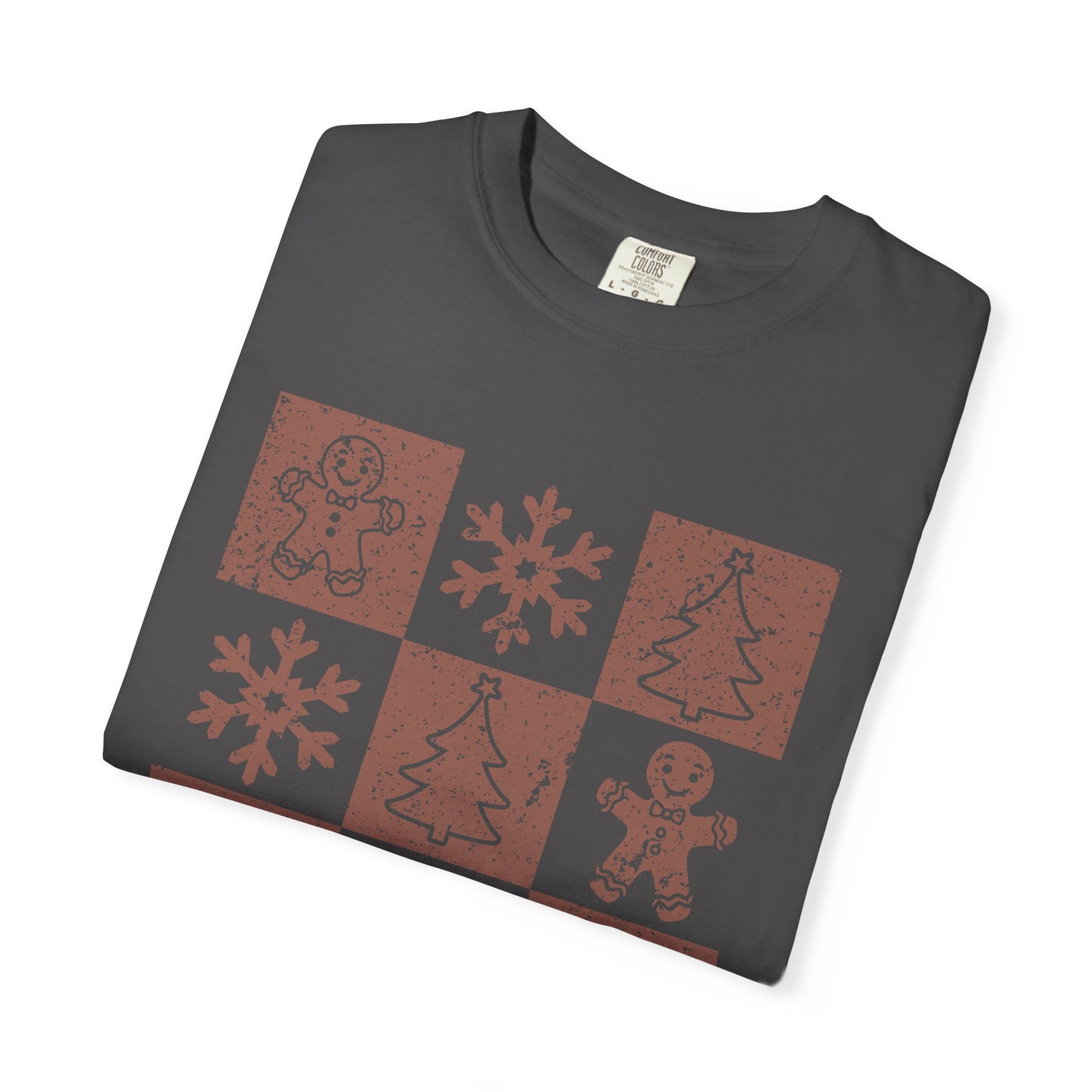 Checkered Gingerbread T-shirt | Retro Tree, Snowlake & Gingerbread tees for Women | Distressed Christmas Shirt | Funny Christmas Outfit