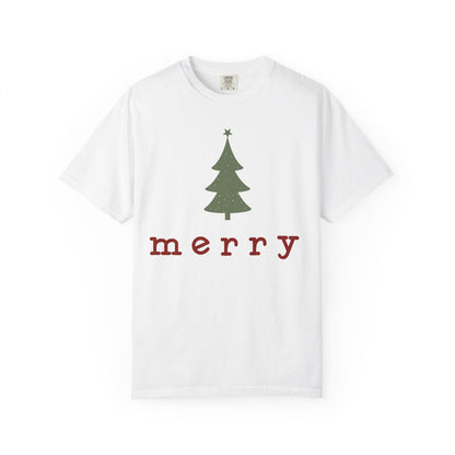 Retro Merry T-shirt | Merry Christmas Tees | Festive Holiday Outfit | Gift for Women | Christmas Minimalist T-shirt