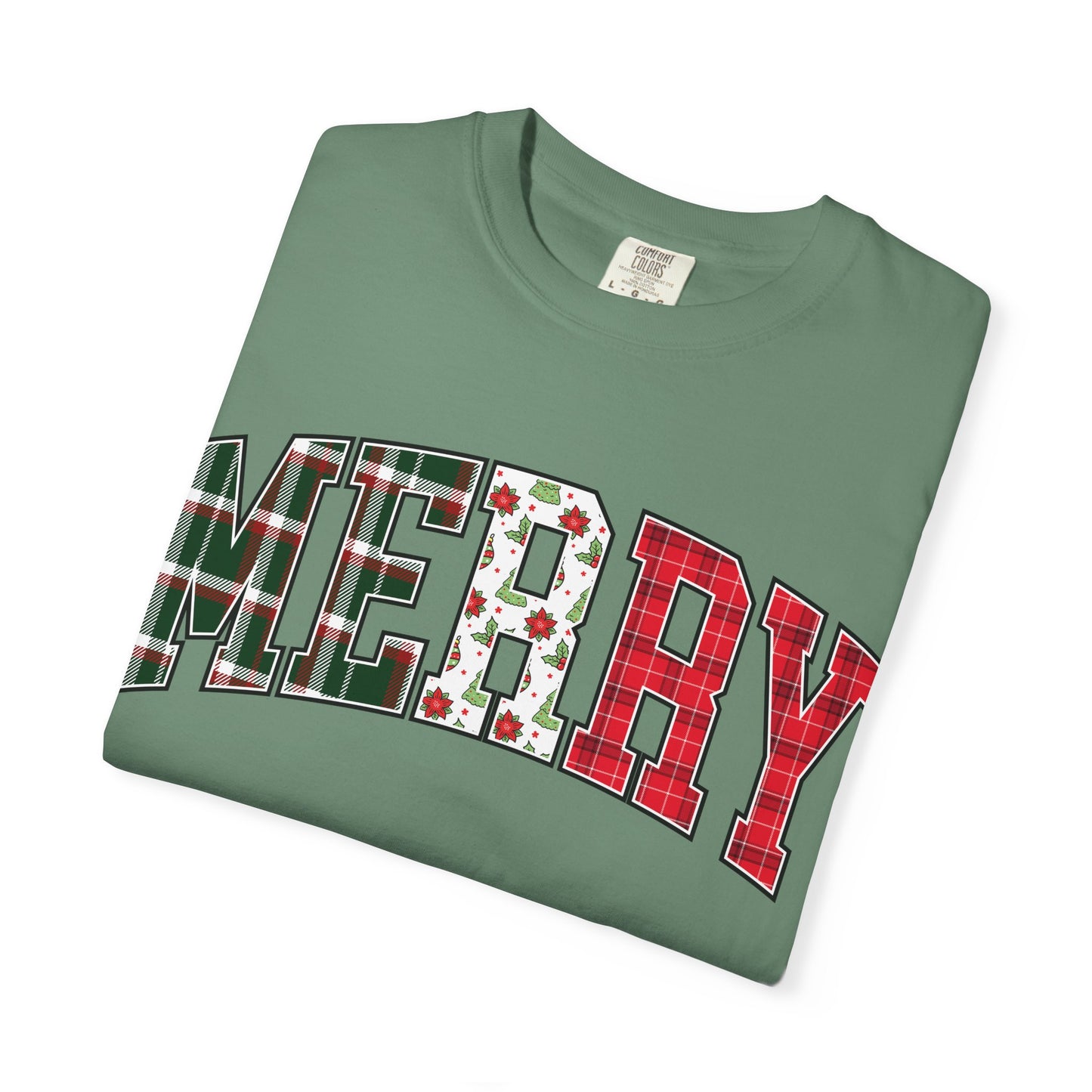 Merry Christmas T-shirt | Xmas Tees |  Xmas Gift Idea | Cute Winter Holiday Outfit | Patchwork Merry Christmas