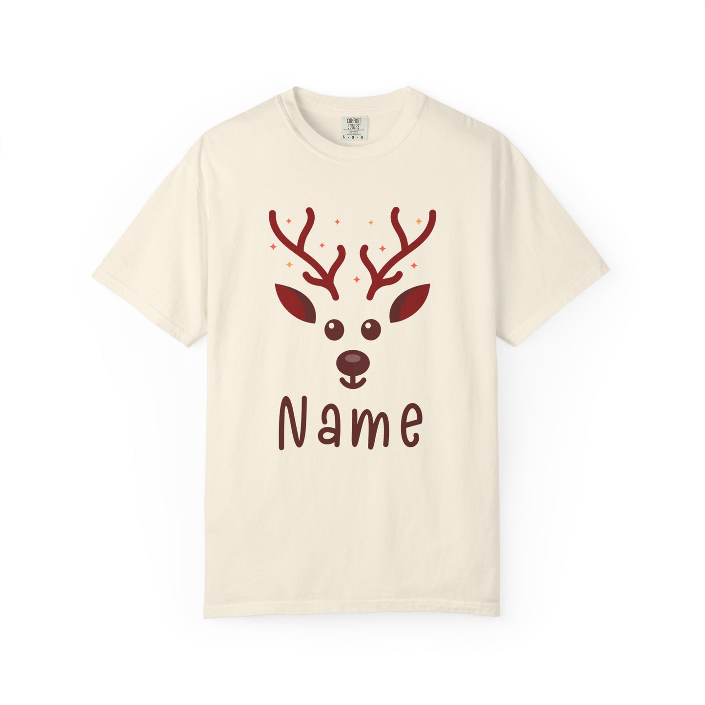 Personalized Kids Christmas Shirt - Girls Reindeer Name Toddler Sweatshirt - Custom Retro Xmas Natural Onesie - Cute Holiday Girls Shirt