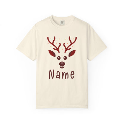 Personalized Kids Christmas Shirt - Girls Reindeer Name Toddler Sweatshirt - Custom Retro Xmas Natural Onesie - Cute Holiday Girls Shirt