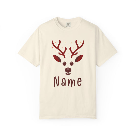 Personalized Kids Christmas Shirt - Girls Reindeer Name Toddler Sweatshirt - Custom Retro Xmas Natural Onesie - Cute Holiday Girls Shirt