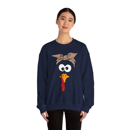 Turkish Bandana Turkey Sweatshirt | Thanksgiving Turkey Face Crewneck