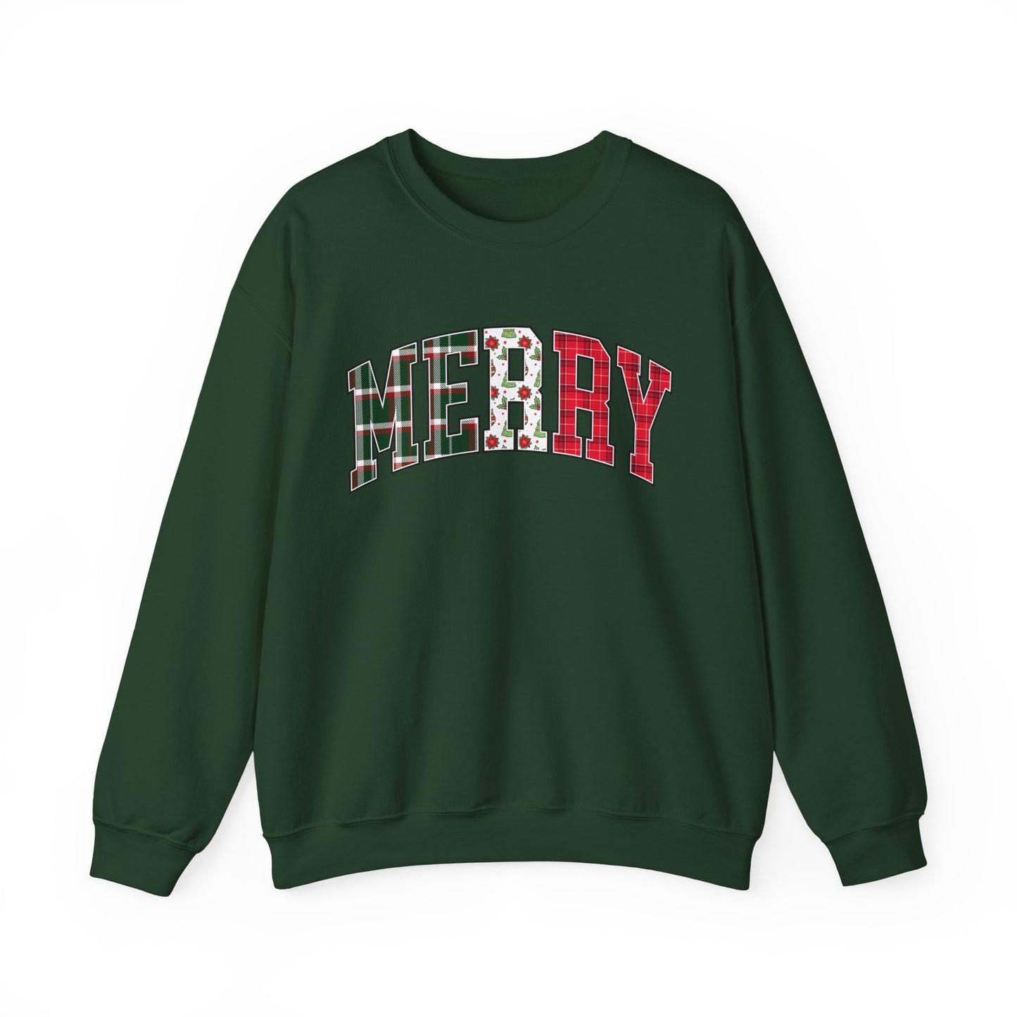 Merry Christmas Sweatshirt | Christmas Family crewneck |  Xmas Gift Idea | Cute Winter Holiday Sweater | Patchwork Merry Christmas