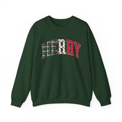 Merry Christmas Sweatshirt | Christmas Family crewneck |  Xmas Gift Idea | Cute Winter Holiday Sweater | Patchwork Merry Christmas