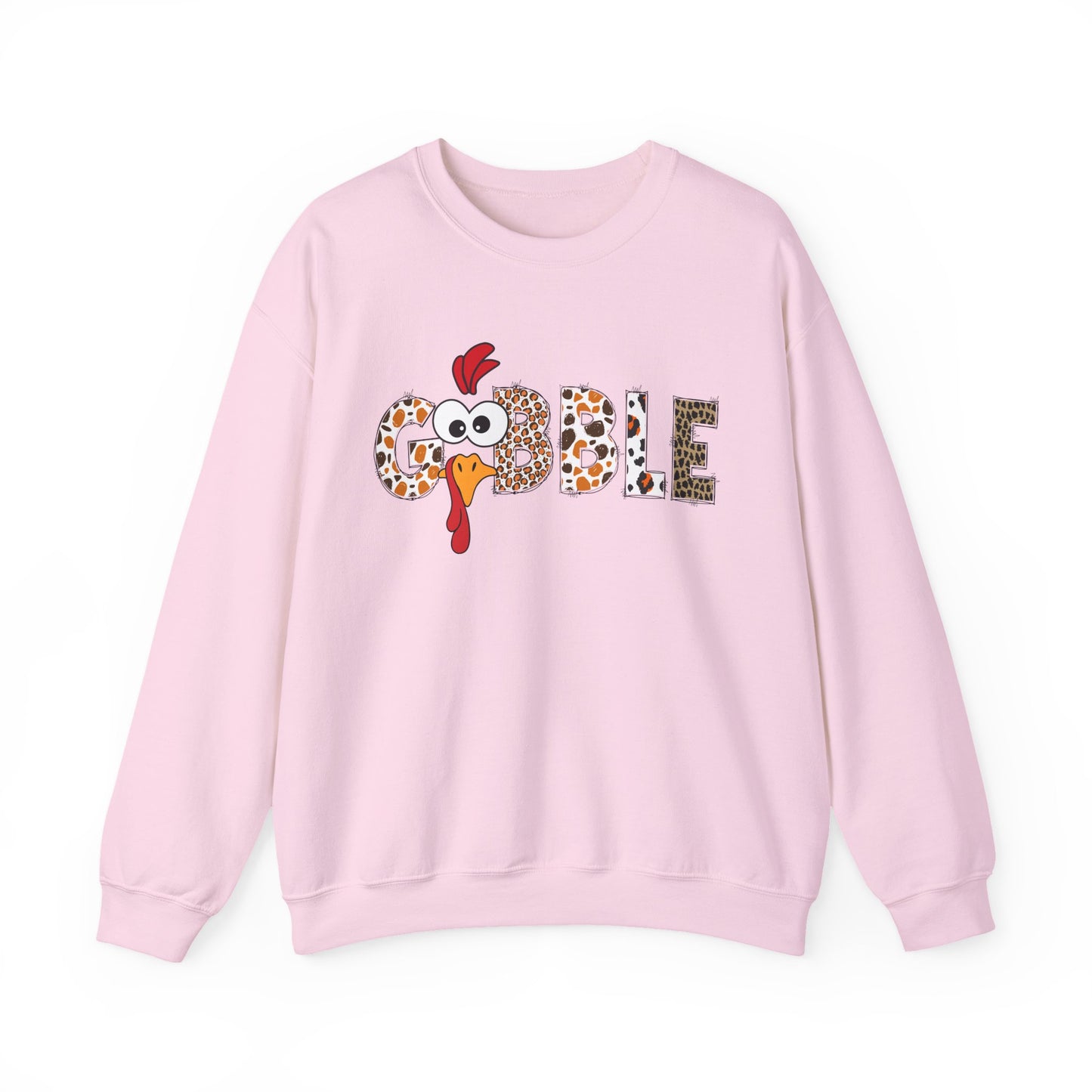 Gobble Turkey Lettering sweatshirt | Thanksgiving turkey leopard print