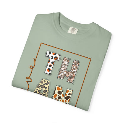 Give Thanks T-shirt | Thanksgiving Leopard Animal Print Letters
