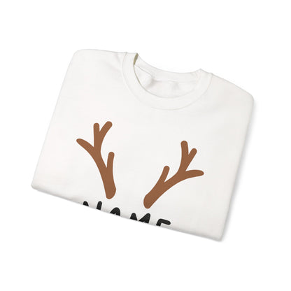 Matching Christmas Kids Shirts | Cute Custom Name Reindeer Graphic Sweatshirt for Family | Funny Customizable Family Christmas Shirts